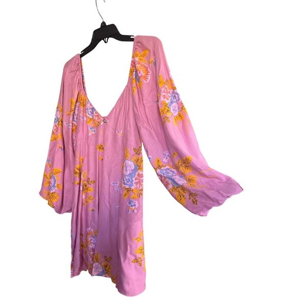 NWT Free People Adella Floral Mini Dress Pink Rose M Boho Cottagecore $128 - Picture 9 of 11